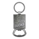 Milwaukee Bucks Double Sided Pewter Style Metal Bottle Opener Keychain