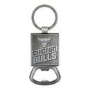 Chicago Bulls Double Sided Pewter Style Metal Bottle Opener Keychain