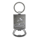 San Jose Sharks Double Sided Pewter Style Metal Bottle Opener Keychain