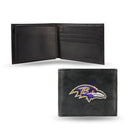 NFL Baltimore Ravens Embroidered Genuine Leather Billfold Wallet 3.25" x 4.25" - Slim By Rico Industries