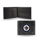 NHL Winnipeg Jets Embroidered Genuine Leather Billfold Wallet 3.25" x 4.25" - Slim By Rico Industries