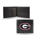 NCAA Georgia Bulldogs Embroidered Genuine Leather Billfold Wallet 3.25" x 4.25" - Slim By Rico Industries