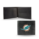 NFL Miami Dolphins Embroidered Genuine Leather Billfold Wallet 3.25" x 4.25" - Slim By Rico Industries