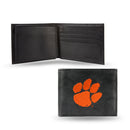 NCAA Clemson Tigers Embroidered Genuine Leather Billfold Wallet 3.25" x 4.25" - Slim By Rico Industries