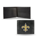 NFL New Orleans Saints Embroidered Genuine Leather Billfold Wallet 3.25" x 4.25" - Slim By Rico Industries
