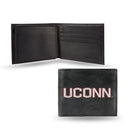 NCAA Connecticut Huskies Embroidered Genuine Leather Billfold Wallet 3.25" x 4.25" - Slim By Rico Industries