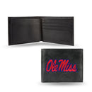 NCAA Mississippi Rebels Embroidered Genuine Leather Billfold Wallet 3.25" x 4.25" - Slim By Rico Industries