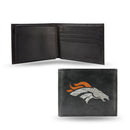 NFL Denver Broncos Embroidered Genuine Leather Billfold Wallet 3.25" x 4.25" - Slim By Rico Industries