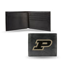 NCAA Purdue Boilermakers Embroidered Genuine Leather Billfold Wallet 3.25" x 4.25" - Slim By Rico Industries