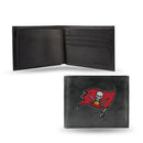 NFL Tampa Bay Buccaneers Embroidered Genuine Leather Billfold Wallet 3.25" x 4.25" - Slim By Rico Industries