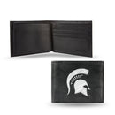 NCAA Michigan State Spartans Embroidered Genuine Leather Billfold Wallet 3.25" x 4.25" - Slim By Rico Industries