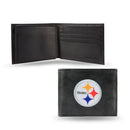 NFL Pittsburgh Steelers Embroidered Genuine Leather Billfold Wallet 3.25" x 4.25" - Slim By Rico Industries