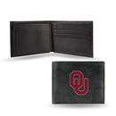 NCAA Oklahoma Sooners Embroidered Genuine Leather Billfold Wallet 3.25" x 4.25" - Slim By Rico Industries