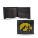 NCAA Iowa Hawkeyes Embroidered Genuine Leather Billfold Wallet 3.25" x 4.25" - Slim By Rico Industries