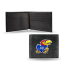 NCAA Kansas Jayhawks Embroidered Genuine Leather Billfold Wallet 3.25" x 4.25" - Slim By Rico Industries