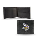 NFL Minnesota Vikings Embroidered Genuine Leather Billfold Wallet 3.25" x 4.25" - Slim By Rico Industries