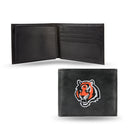 NFL Cincinnati Bengals Embroidered Genuine Leather Billfold Wallet 3.25" x 4.25" - Slim By Rico Industries