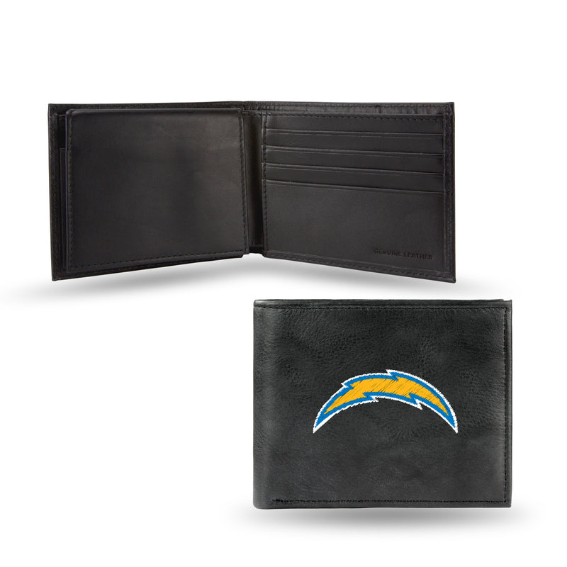 NFL Los Angeles Chargers Embroidered Genuine Leather Billfold Wallet 3.25" x 4.25" - Slim By Rico Industries