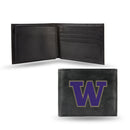 NCAA Washington Huskies Embroidered Genuine Leather Billfold Wallet 3.25" x 4.25" - Slim By Rico Industries