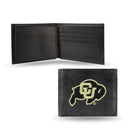 NCAA Colorado Buffaloes Embroidered Genuine Leather Billfold Wallet 3.25" x 4.25" - Slim By Rico Industries