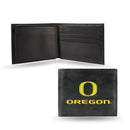 NCAA Oregon Ducks Embroidered Genuine Leather Billfold Wallet 3.25" x 4.25" - Slim By Rico Industries