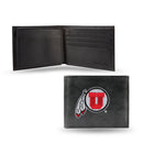 NCAA Utah Utes Embroidered Genuine Leather Billfold Wallet 3.25" x 4.25" - Slim By Rico Industries