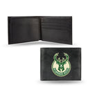 NBA Milwaukee Bucks Embroidered Genuine Leather Billfold Wallet 3.25" x 4.25" - Slim By Rico Industries
