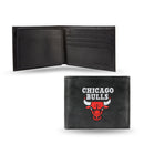 NBA Chicago Bulls Embroidered Genuine Leather Billfold Wallet 3.25" x 4.25" - Slim By Rico Industries