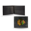 NHL Chicago Blackhawks Embroidered Genuine Leather Billfold Wallet 3.25" x 4.25" - Slim By Rico Industries