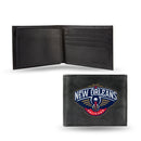 NBA New Orleans Pelicans Embroidered Genuine Leather Billfold Wallet 3.25" x 4.25" - Slim By Rico Industries