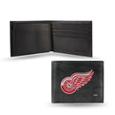 NHL Detroit Red Wings Embroidered Genuine Leather Billfold Wallet 3.25" x 4.25" - Slim By Rico Industries
