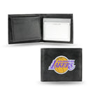 NBA Los Angeles Lakers Embroidered Genuine Leather Billfold Wallet 3.25" x 4.25" - Slim By Rico Industries