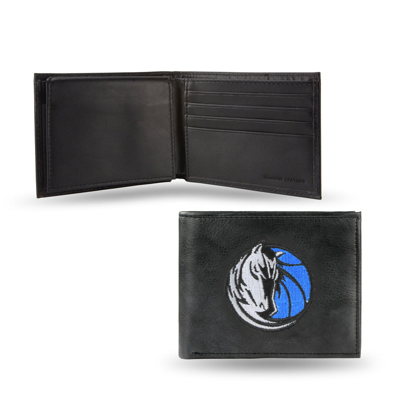 NBA Dallas Mavericks Embroidered Genuine Leather Billfold Wallet 3.25" x 4.25" - Slim By Rico Industries