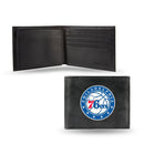NBA Philadelphia 76ers Embroidered Genuine Leather Billfold Wallet 3.25" x 4.25" - Slim By Rico Industries