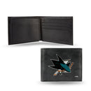 NHL San Jose Sharks Embroidered Genuine Leather Billfold Wallet 3.25" x 4.25" - Slim By Rico Industries