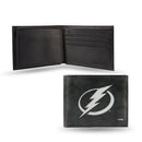 NHL Tampa Bay Lightning Embroidered Genuine Leather Billfold Wallet 3.25" x 4.25" - Slim By Rico Industries