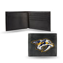 NHL Nashville Predators Embroidered Genuine Leather Billfold Wallet 3.25" x 4.25" - Slim By Rico Industries