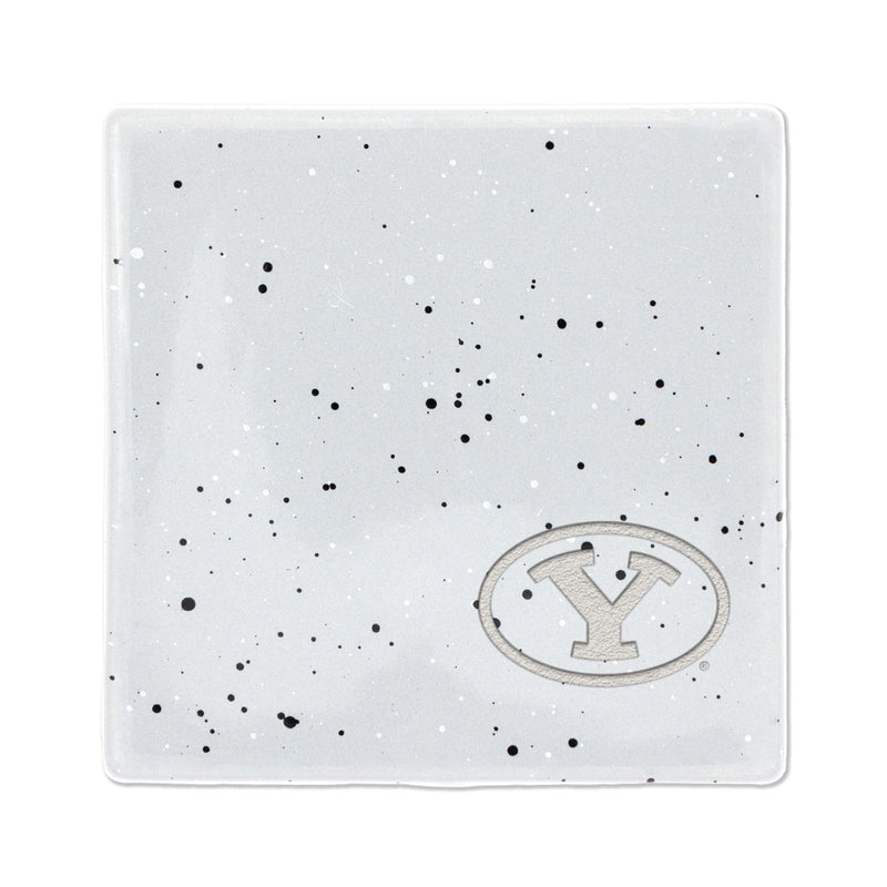 BYU Cougars Ceramic White Speckle 4" Coaster