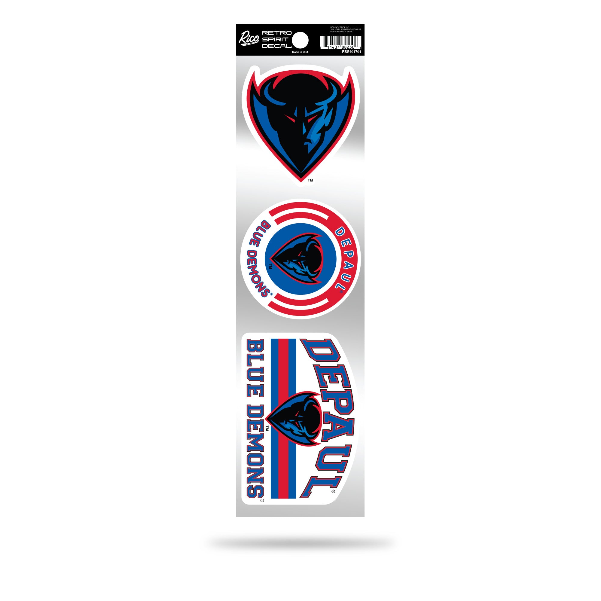 Depaul Blue Demons 3-Piece Retro Spirit Decals