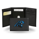 NFL Carolina Panthers Embroidered Genuine Leather Tri-fold Wallet 3.25" x 4.25" - Slim By Rico Industries