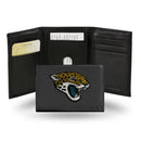 NFL Jacksonville Jaguars Embroidered Genuine Leather Tri-fold Wallet 3.25" x 4.25" - Slim By Rico Industries