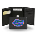 NCAA Florida Gators Embroidered Genuine Leather Tri-fold Wallet 3.25" x 4.25" - Slim By Rico Industries