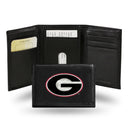 NCAA Georgia Bulldogs Embroidered Genuine Leather Tri-fold Wallet 3.25" x 4.25" - Slim By Rico Industries