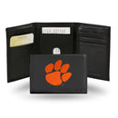 NCAA Clemson Tigers Embroidered Genuine Leather Tri-fold Wallet 3.25" x 4.25" - Slim By Rico Industries