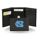NCAA North Carolina Tar Heels Embroidered Genuine Leather Tri-fold Wallet 3.25" x 4.25" - Slim By Rico Industries