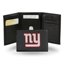 NFL New York Giants Embroidered Genuine Leather Tri-fold Wallet 3.25" x 4.25" - Slim By Rico Industries