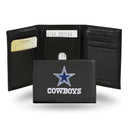 NFL Dallas Cowboys Embroidered Genuine Leather Tri-fold Wallet 3.25" x 4.25" - Slim By Rico Industries