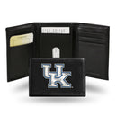 NCAA Kentucky Wildcats Embroidered Genuine Leather Tri-fold Wallet 3.25" x 4.25" - Slim By Rico Industries