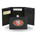 NFL San Francisco 49ers Embroidered Genuine Leather Tri-fold Wallet 3.25" x 4.25" - Slim By Rico Industries