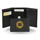 NCAA Notre Dame Fighting Irish Embroidered Genuine Leather Tri-fold Wallet 3.25" x 4.25" - Slim By Rico Industries